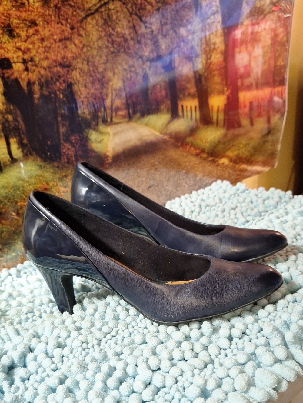 Clarks Women's Dark Navy Mid Heel Pumps